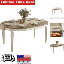 Extendable Round to Oval Dining Table with Drop In Leaf White Finish picture