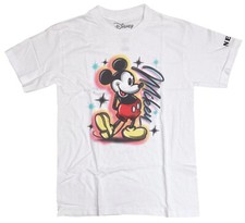 Neff Disney Mickey Mouse Airbrush Art Men's White T-Shirt New picture