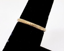 ANTIQUE J.R.WOOD ORANGE BLOSSOM 18K GOLD 2MM WEDDING BAND,7 3/8 picture