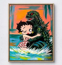 JANICEART 14x11 Boop Zilla Original Neo Expressionist Abstract Wall Art Signed picture