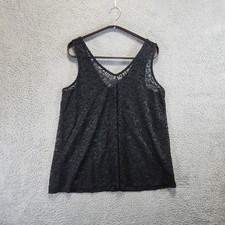 Torrid Black Lace Tank Top Womens Size 00 V Neck Sleeveless Summer Beach Cute picture