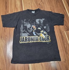 Vintage Pittsburgh Penguins Shirt Boys Large Black Hockey Jaromir Jagr Starter picture