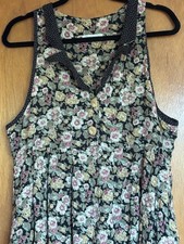 Vintage Express Maxi Dress Carved Buttons Women's 14/16 XL Floral Garden Cottage picture