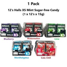 1 pack of 12 Halls XS Mint Cool Sugar Free Candy 12 x 15g picture