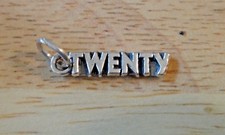 Sterling Silver 20x5mm Number Twenty or 20th 20 Birthday Charm picture