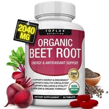 Toplux Organic Beet Root 2040mg, USDA Organic Nitric Oxide Support NEW picture