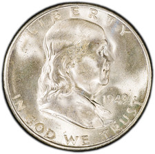 1949-S PCGS MS65 (Gem) Franklin Half Dollar | Blast White | Dazzling PQ Luster picture
