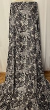 100%  Silk Twill Grey Cream Abstract Botanical Landscape Fabric 3.5 Yds 56 