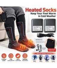 Heated Socks Rechargeable Electric Thermal Winter Foot Warmers w/ Battery Packs picture