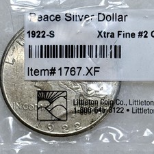 1922-S Peace Silver Dollar $1 Extra Fine XF #2 Quality Littleton picture