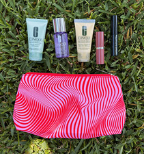 Clinique 5-Piece Skincare & Makeup Set Cleanser Moisturizer Mascara Bag picture