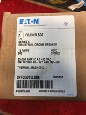 NEW EATON CUTLER HAMMER FD Breaker 3 Pole 15 Amp FD3015LS06 With Shunt Trip picture