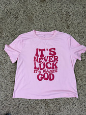 SHEIN Pink Religious Graphic Crew Neck Short Sleeve Jersey T-Shirt Womens XL picture