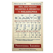 Vintage April 1949 Pennsylvania Philadelphia Train Railroad Schedule Card picture