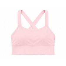 Athleta Warrior Longline Sports Bra Light Pink Crisscross Back XS Yoga Gym Top picture