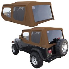 Jeep Wrangler YJ Soft Top, 88-95, w/ Upper Doors, Tinted Windows, Spice Denim picture