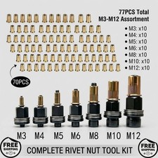 77 Manual Rivet Nut Tool Kit M3-M12 Carbon Steel Threaded Inserts For Auto & DIY picture