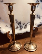 Pair Antique C.H.B. Sheffield Silver Plate Candlesticks 10” C.H. Beatson #408 picture