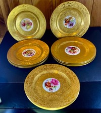 Set of 12 Antique Hutschenreuther Selb Bavaria Gold Encrusted Service Plates picture