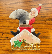 Vintage German Embossed Christmas Santa Die Cut picture