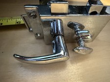 Vintage Perko Marine Rim Lock Set Chrome Lever Knob Boat Cabin Door Latch 2 Keys picture