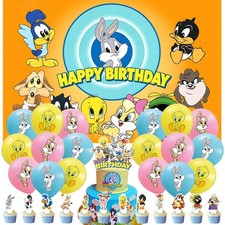 Baby Looney Tune Party Supplies Set Balloons Cake Toppers Banner Birthday Decor picture