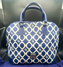 Dooney & Bourke Blue/White Geometric Zip Satchel Top Handle, Medium, Dust Bag picture