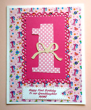 Personalized First Birthday Card for Granddaughter with choice of Verse Inside picture