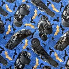 VTG 2005 Batman Cotton Fabric 47” X 4 Yds Batmobile Gotham City DC Comics Blue picture