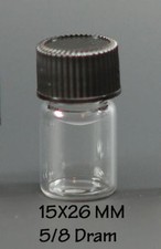 5/8 Dram (1/2 dram) CLEAR Glass Vials w/ Cone Liner caps [15mmX26mm] picture