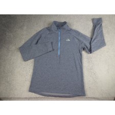 LL Bean Mens Bounder Quarter Zip Pullover Blue Heather Grid Fleece 508296 Small picture