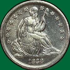 1838 Large Stars, No Drapery Seated Liberty Dime Almost Uncirculated AU, Cleaned picture