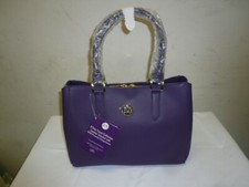 Joy Mangano E*Lite Leather Satchel Purple Handbag  picture