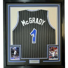 Framed Facsimile Autographed Tracy McGrady 35x39 Orlando Black Jersey picture
