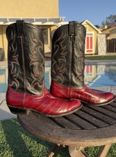Vintage Nocona 7006 Eel Skin Cowboy Boots Black Cherry Men’s 11.5B picture