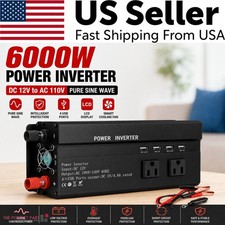 6000W Solar Converter Car Power Inverter DC 12V To AC 110V LCD Sine Wave Home RV picture