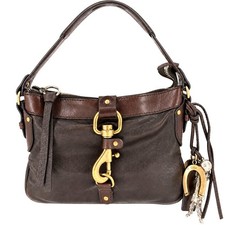 Chloe Kerala Dark Brown Leather Hobo Shoulder Bag Silver Charm Y2K Vintage picture