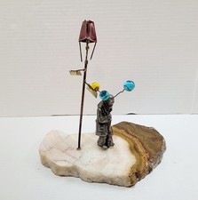 Vintage Old Man With Balloons Mixed Media Art Sculpture Jim Lewk? MCM Rare HTF  picture
