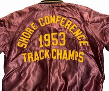 Vintage 50s Satin Jacket Faded Purple Repaired Size 40 Shore Conference Track picture