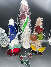 Vintage Stained Glass Suncatcher/Ornament Lot 6 Pc Handmade picture