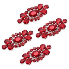 4Pcs Rhinestone Crystal Applique Iron on Patch Sewing Applique Red picture