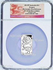 2019 Dragon 1oz PROOF Silver Rectangular $1 COIN NGC PF 70 FR Lunar Label picture