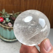 56mm NATURAL White Crystal quartz rainbow Semi-Precious Ball 251g A4663 picture