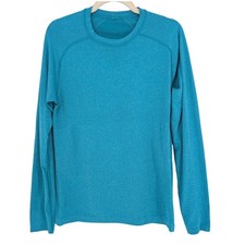 Lululemon Shirt Mens S Teal Blue Heathered Long Sleeve Performance Tech Active picture