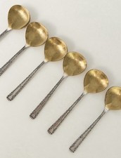 Vintage Eastern European Gold Wash Demitasse Spoons Set of 6 | picture