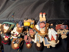 Vintage LIZZIE HIGH Wooden Folk Art Dolls Ladie & Friends Large Lot Accessories picture
