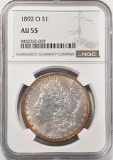 1892 O Morgan Silver Dollar NGC AU55 Neat Reverse Color picture