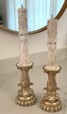 Moonlight Manor Halloween Taper Resin Candles LED with Faces Set Of 2 New picture