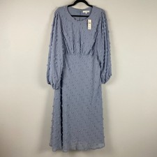 Anthropologie Eri + Ali Michaela Pommed Powder Blue Textured Midi Dress 16W picture