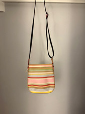 Vintage Y2K Coach Hamptons Pastel Stripe Crossbody Bag Daisy Charm picture